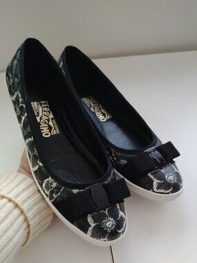 Ferragamo Rufina Floral Quilted Leather Ballerina Sneaker Flats 9C